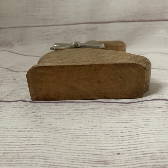 Wood Bunny Rabbit Figurine with Metal Silver Bow Easter Spring Farmhouse 9 3/4"H - Picture 6 of 12